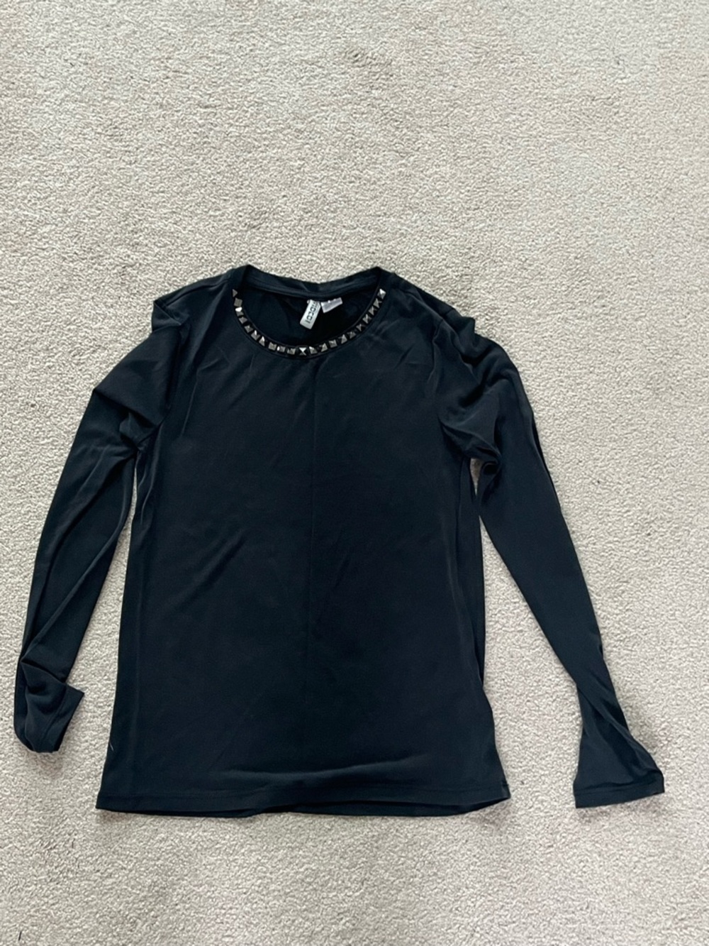 H&M Long Sleeve Top with Studded Neckline